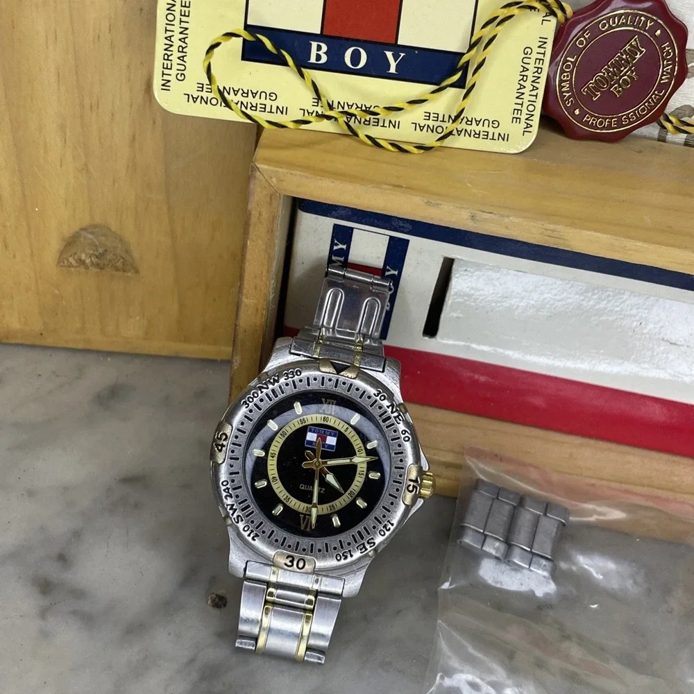 Tommy Boy Brand Quartz Wristwatch | 1990 Nostalgia Core Hilfiger | Stainless Ste
